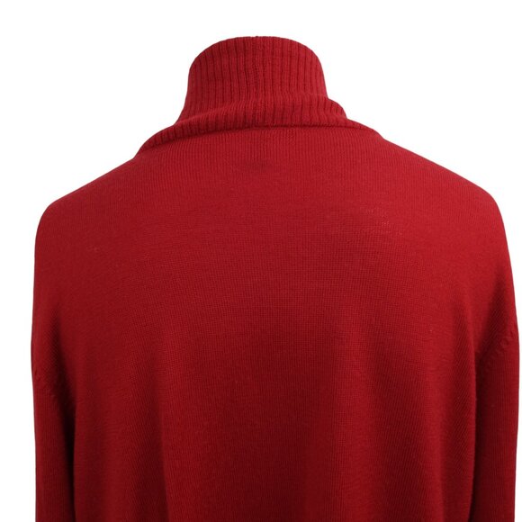 Eileen Fisher 100% Merino Wool Open Front Waterfall Cardigan Sweater Size L Red - Picture 4 of 11